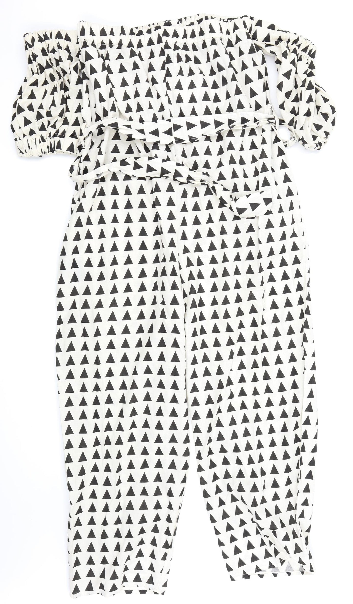 ASOS Womens White Geometric  Jumpsuit One-Piece Size 16