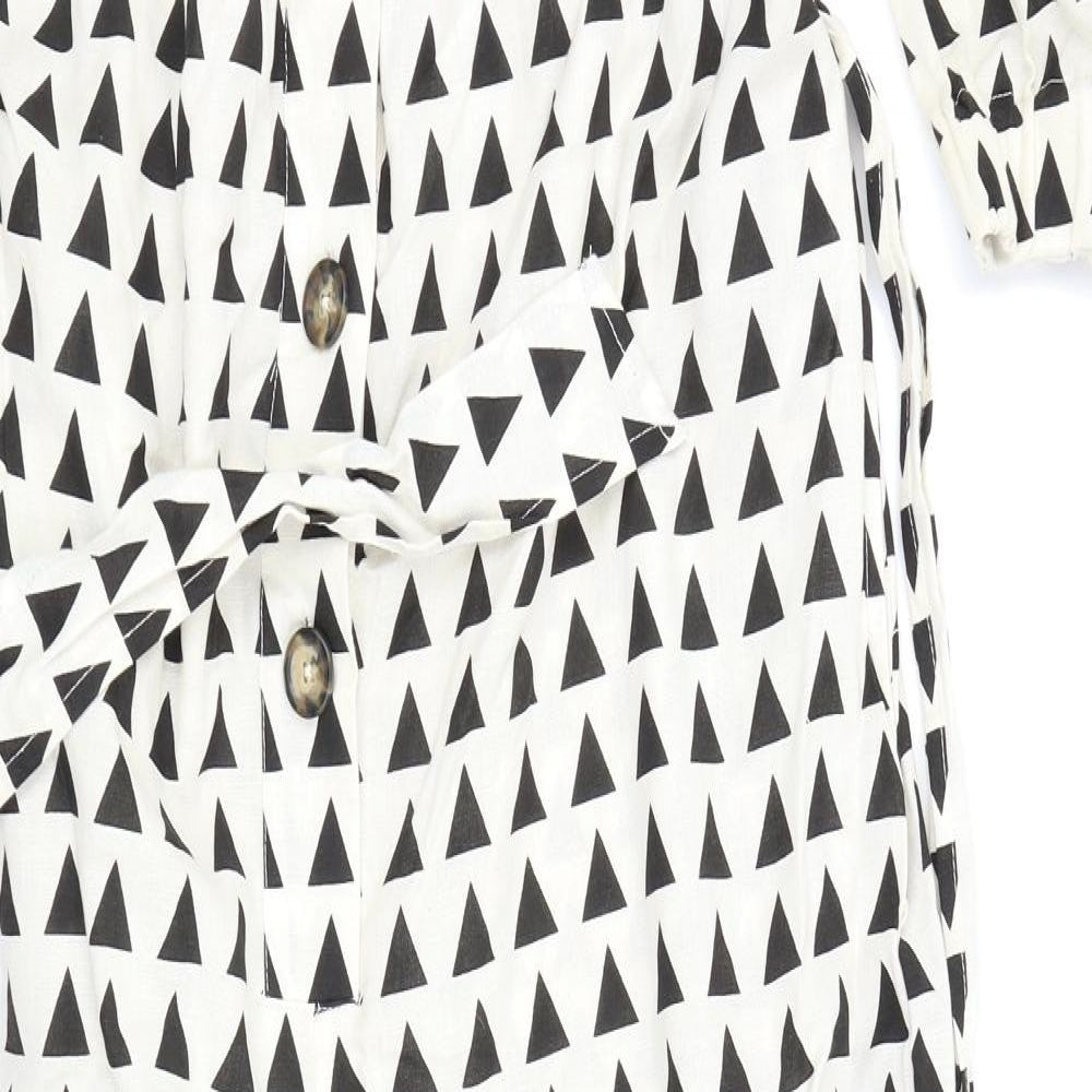 ASOS Womens White Geometric  Jumpsuit One-Piece Size 16