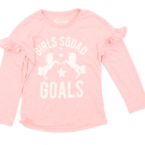 hulabaloo Girls Pink Houndstooth  Basic T-Shirt Size 7-8 Years