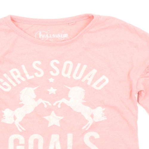 hulabaloo Girls Pink Houndstooth  Basic T-Shirt Size 7-8 Years