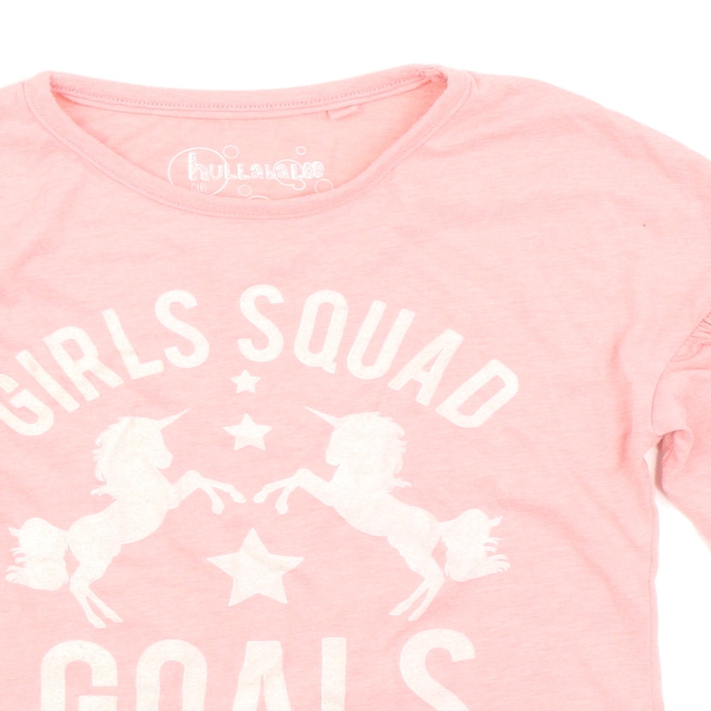 hulabaloo Girls Pink Houndstooth  Basic T-Shirt Size 7-8 Years