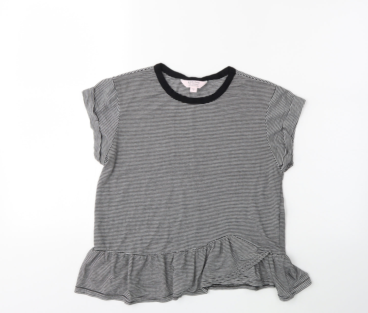 Miss Selfridge Womens Black Striped  Basic T-Shirt Size 10
