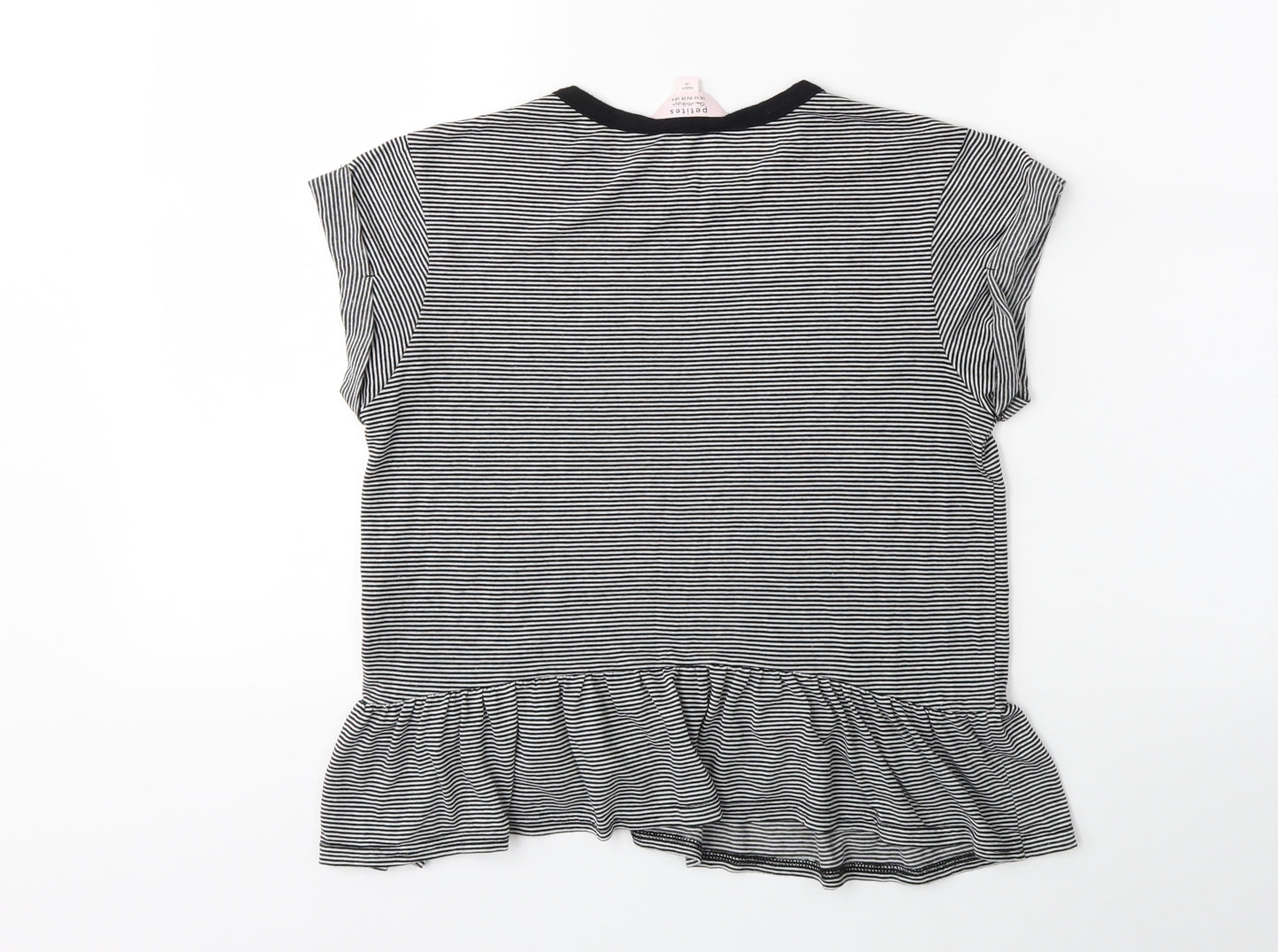 Miss Selfridge Womens Black Striped  Basic T-Shirt Size 10