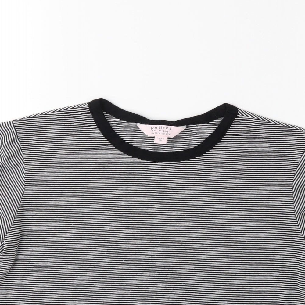 Miss Selfridge Womens Black Striped  Basic T-Shirt Size 10