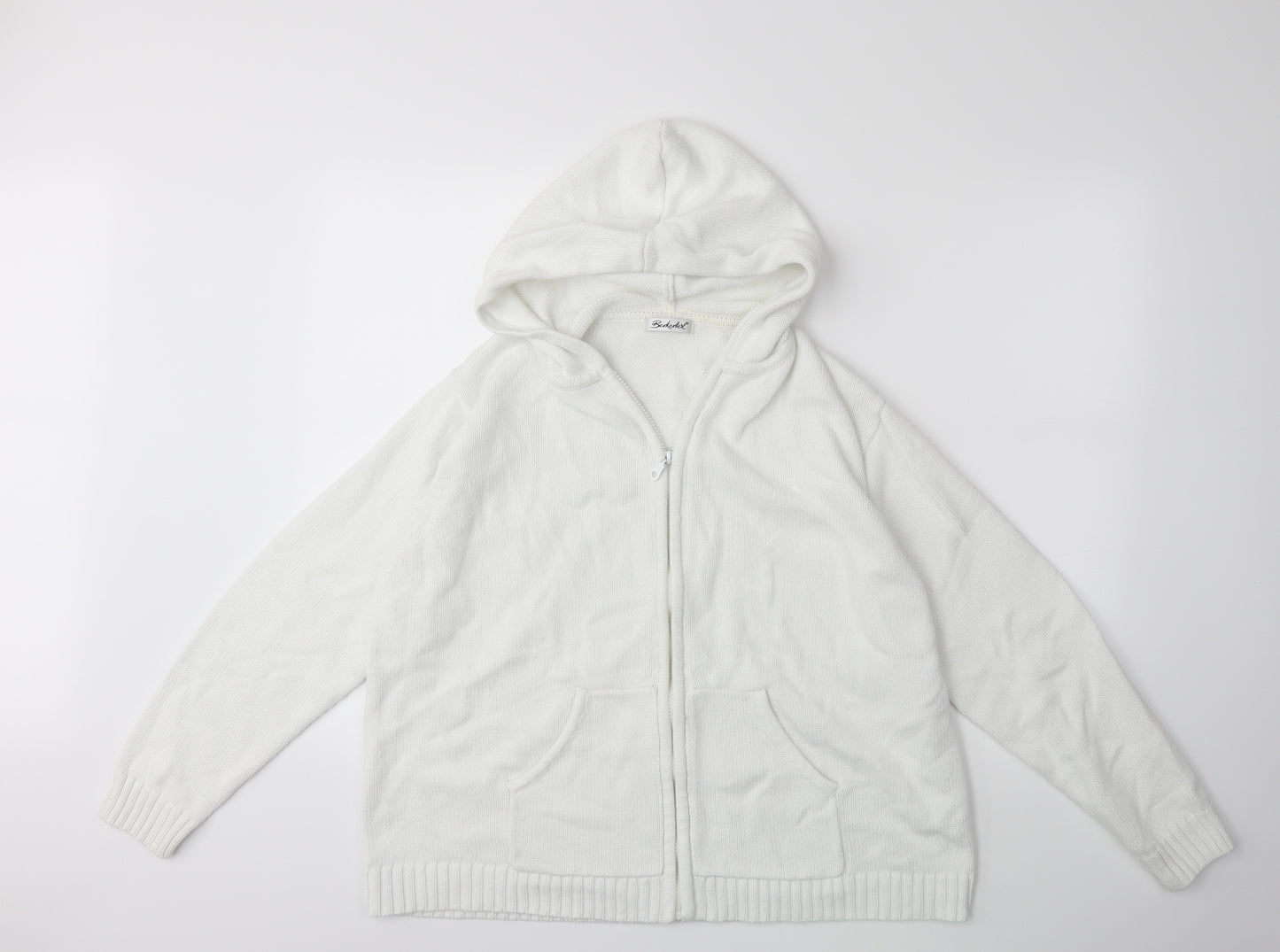 Bershka Womens White  Knit Cardigan Jumper Size 22