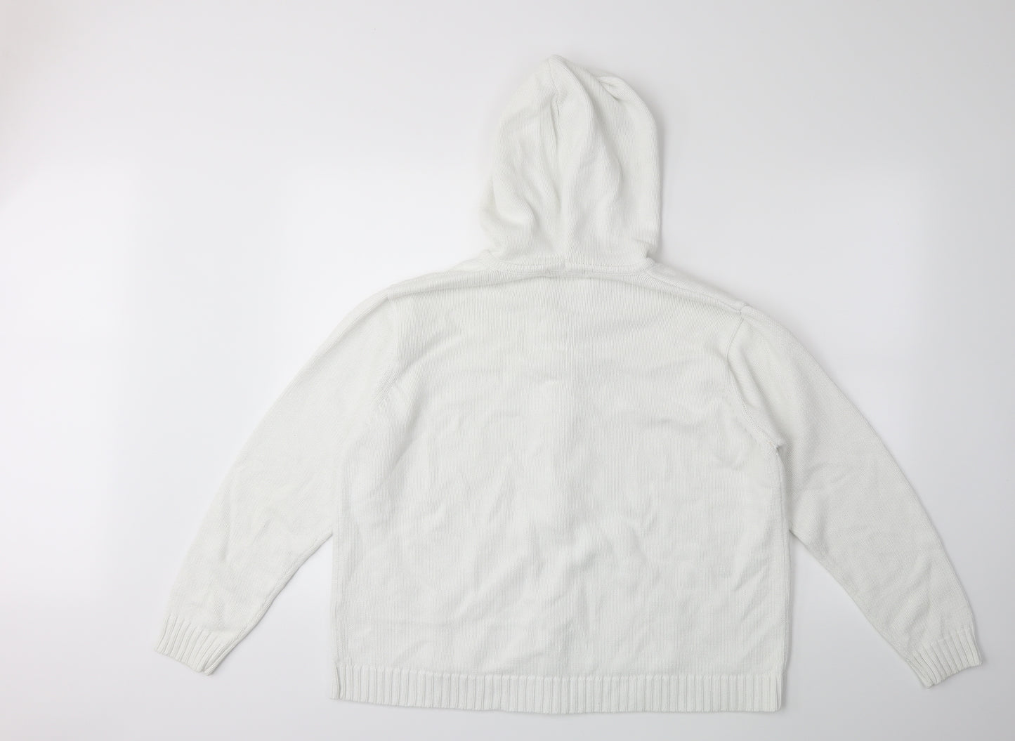 Bershka Womens White  Knit Cardigan Jumper Size 22