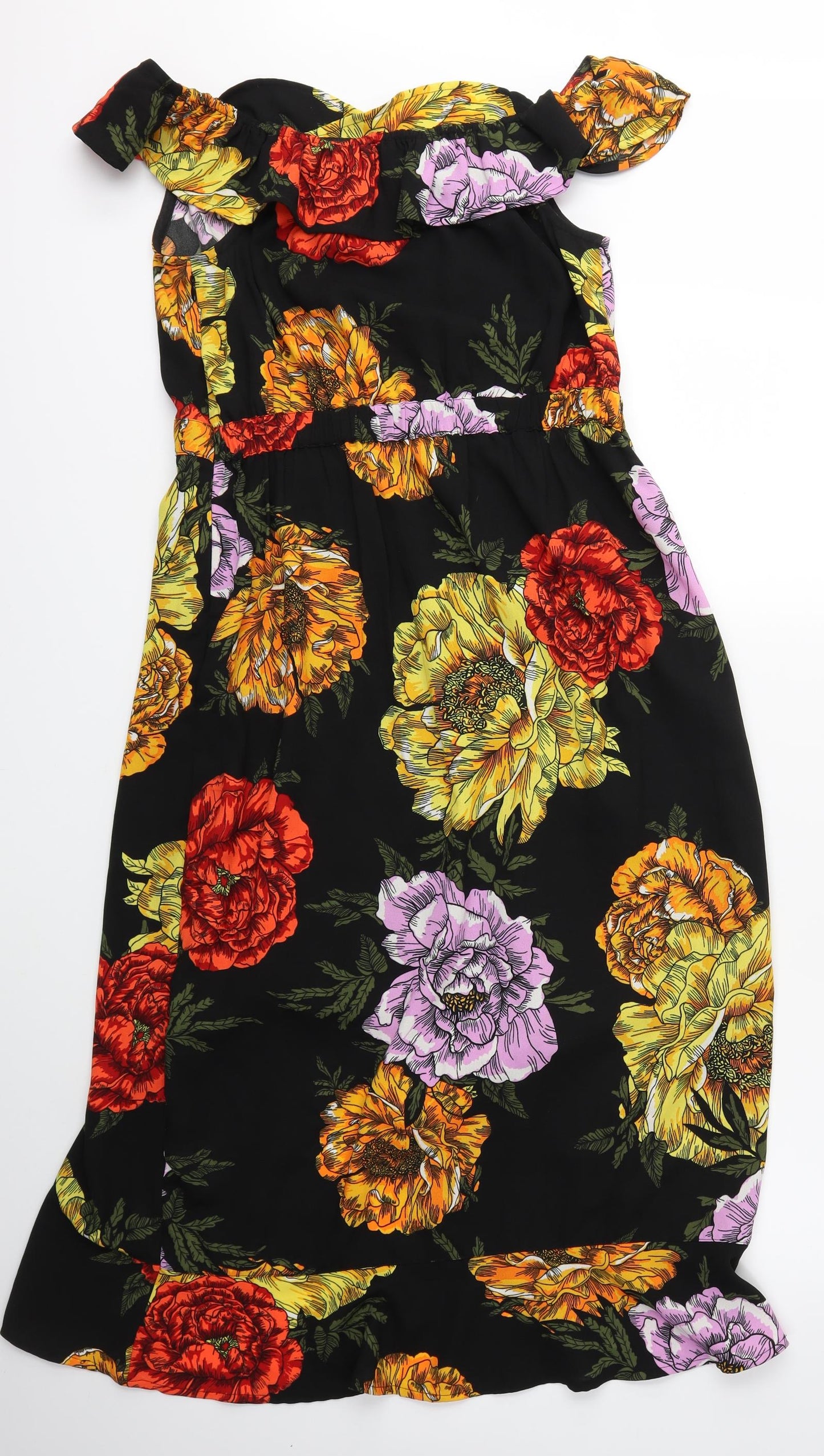 River Island Womens Black Floral  Fit & Flare  Size 14