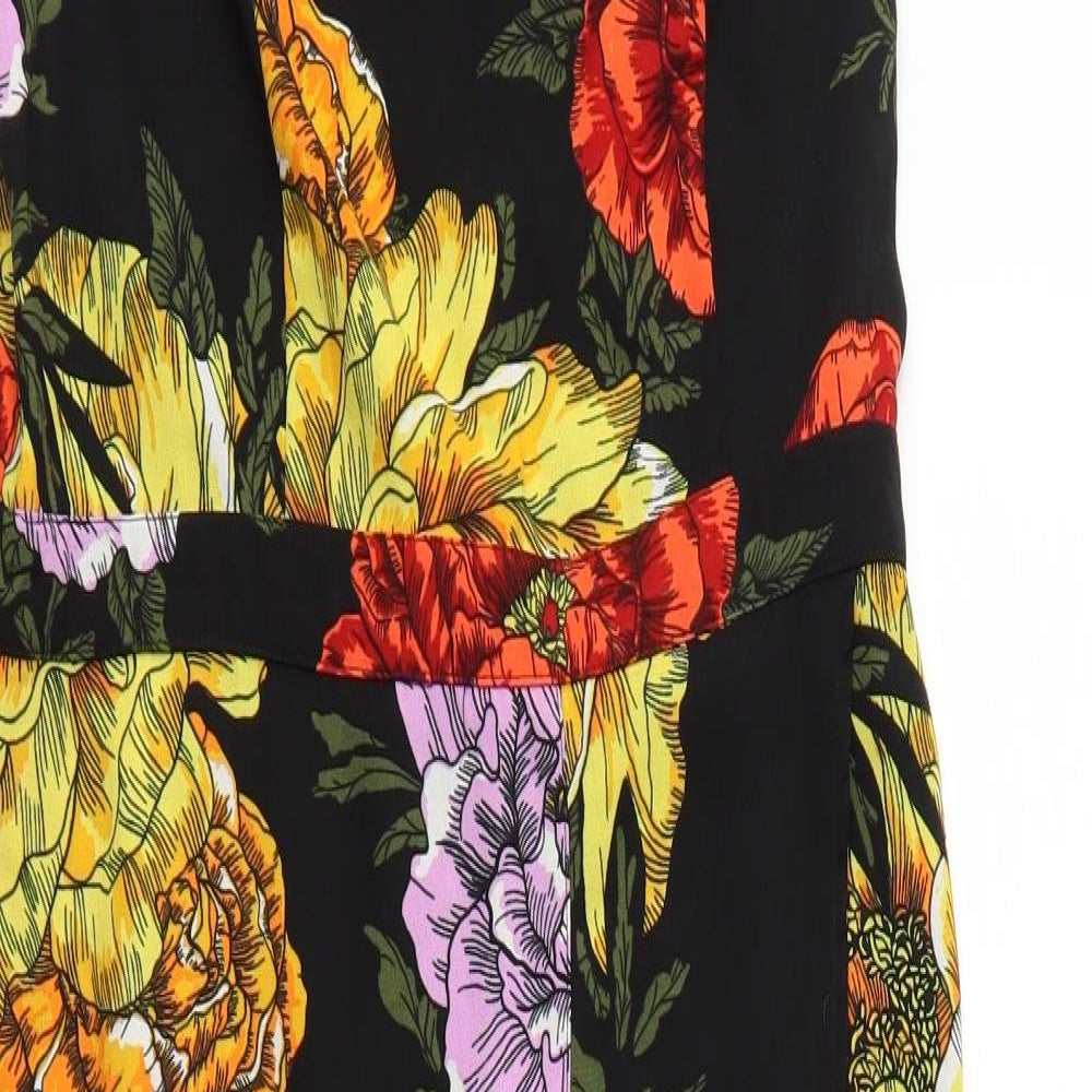 River Island Womens Black Floral  Fit & Flare  Size 14