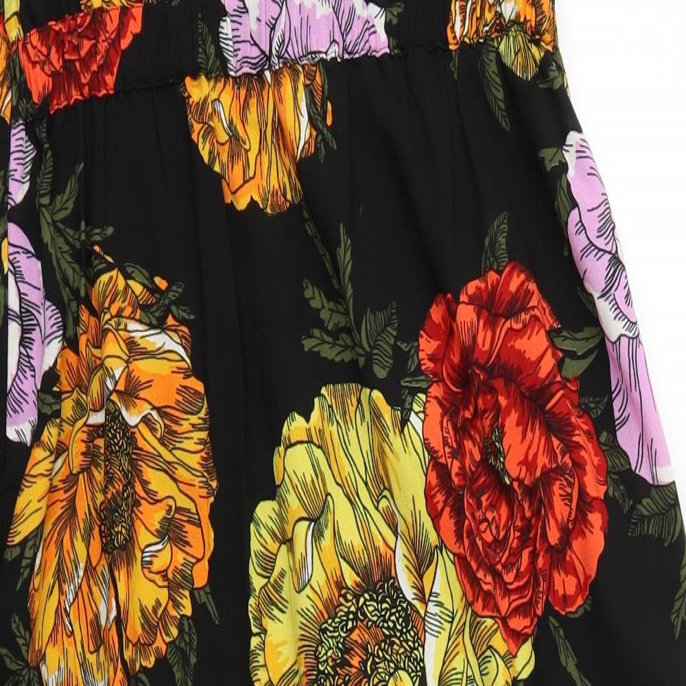 River Island Womens Black Floral  Fit & Flare  Size 14