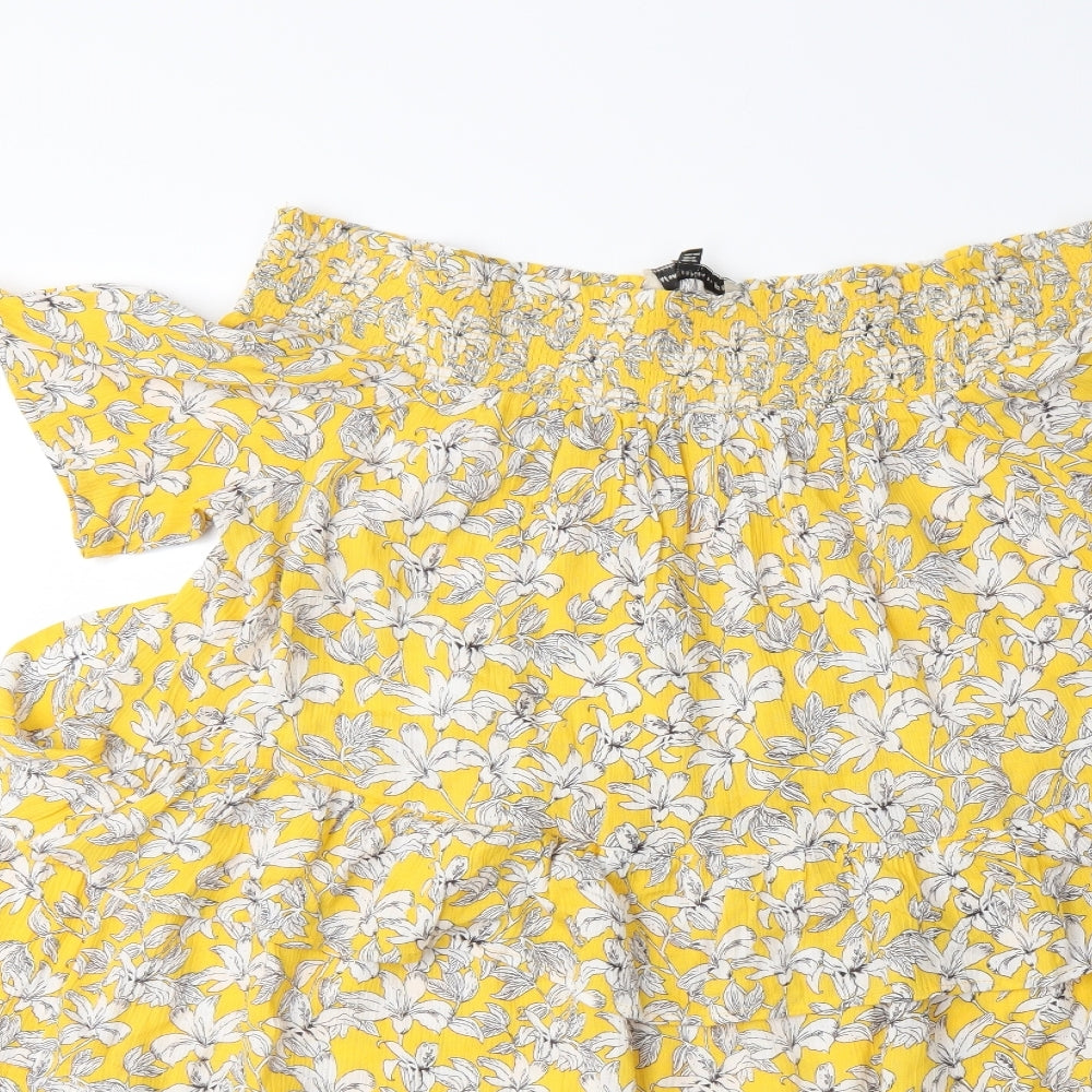 F&F Womens Yellow Floral  Shift  Size 12