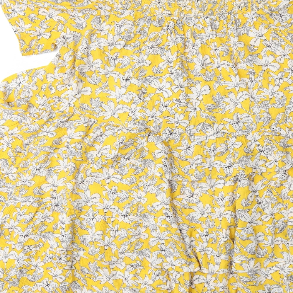 F&F Womens Yellow Floral  Shift  Size 12