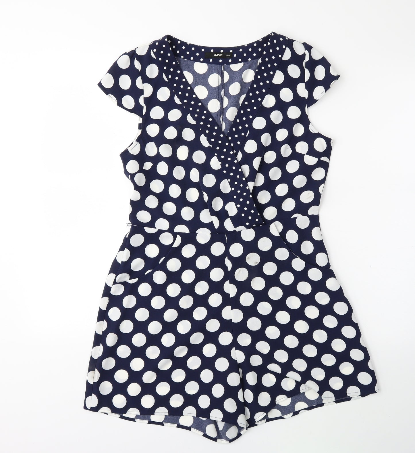 Oasis Womens Blue Polka Dot  Playsuit One-Piece Size 10