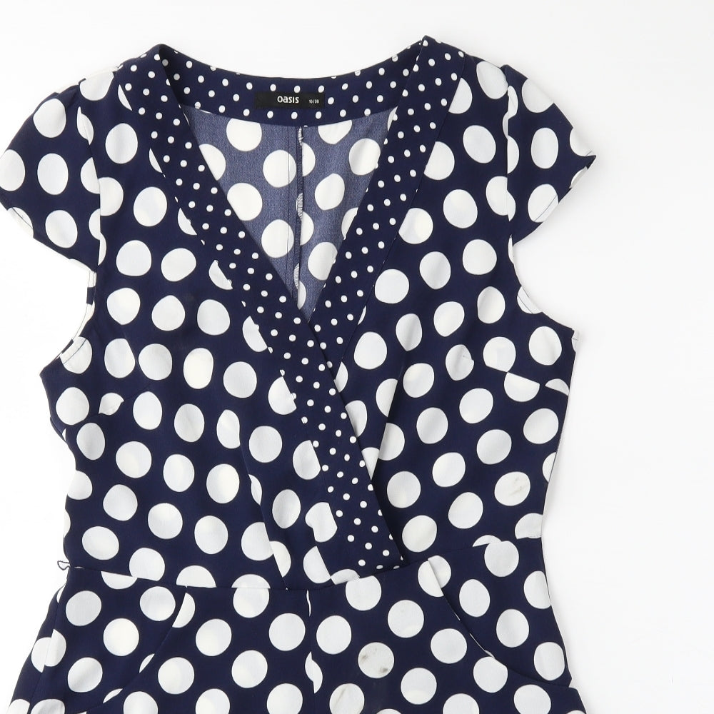 Oasis Womens Blue Polka Dot  Playsuit One-Piece Size 10