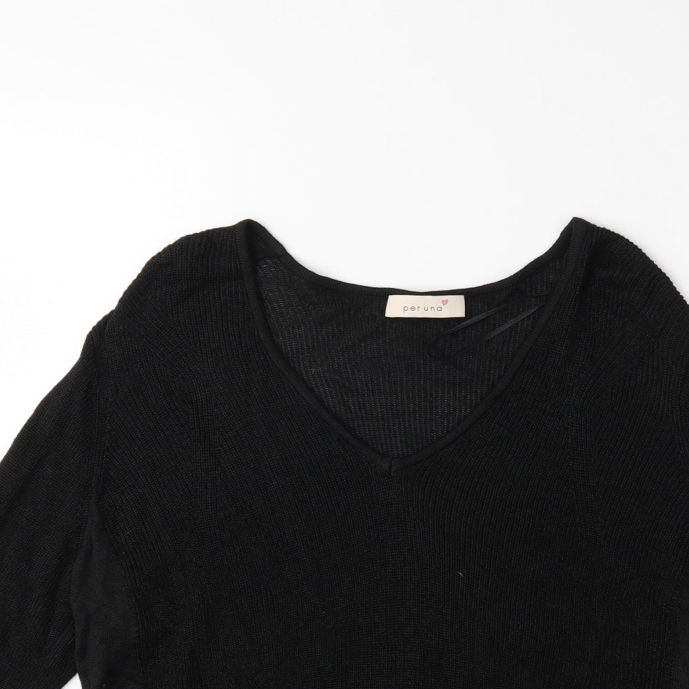 Per Una Womens Black  Knit Pullover Jumper Size 16