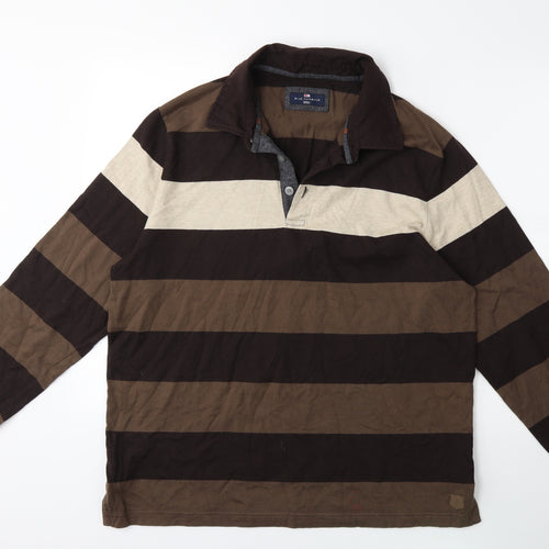 Marks and Spencer Mens Brown Striped   Polo Size L