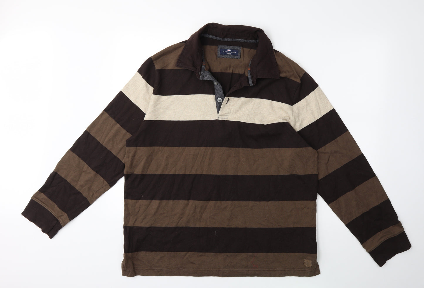 Marks and Spencer Mens Brown Striped   Polo Size L
