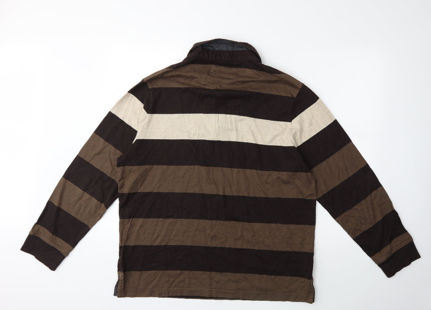 Marks and Spencer Mens Brown Striped   Polo Size L