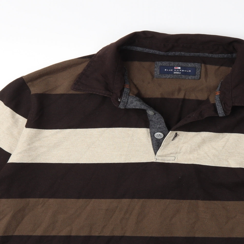 Marks and Spencer Mens Brown Striped   Polo Size L