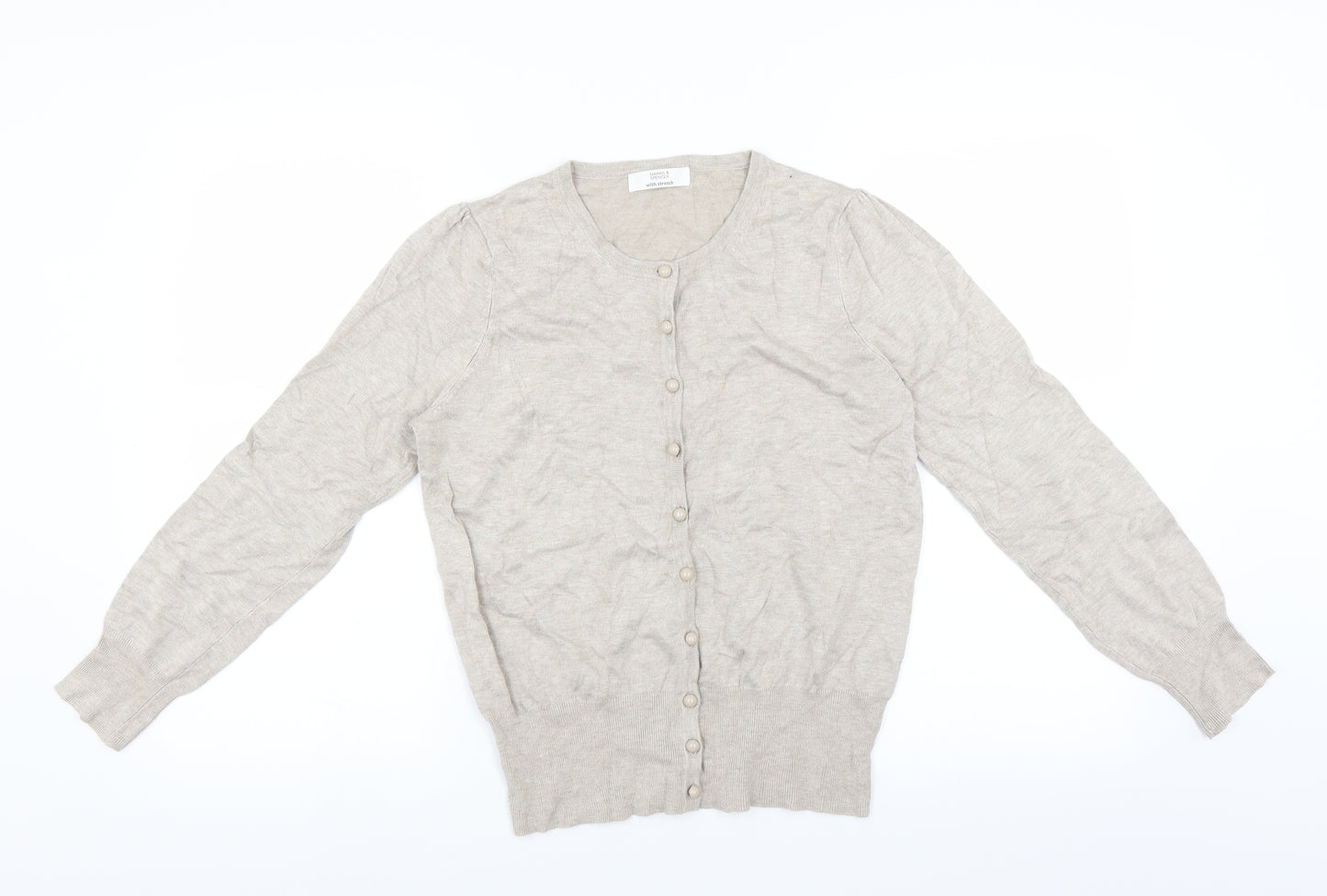 Marks and Spencer Womens Beige   Cardigan Jumper Size 14