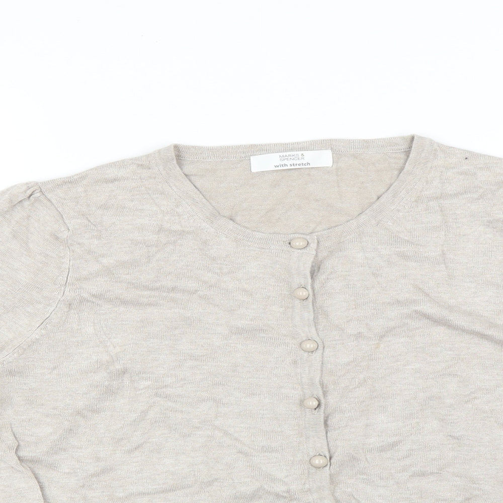 Marks and Spencer Womens Beige   Cardigan Jumper Size 14