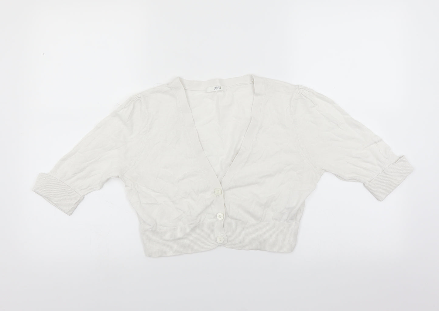 Marks and Spencer Womens White   Shrug Jumper Size 14