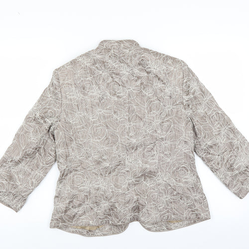 Country Casuals Womens Beige Floral  Jacket Suit Jacket Size 12