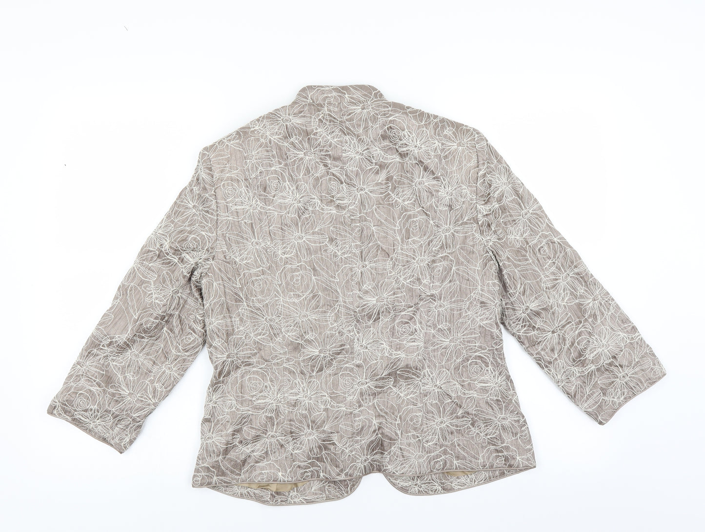 Country Casuals Womens Beige Floral  Jacket Suit Jacket Size 12