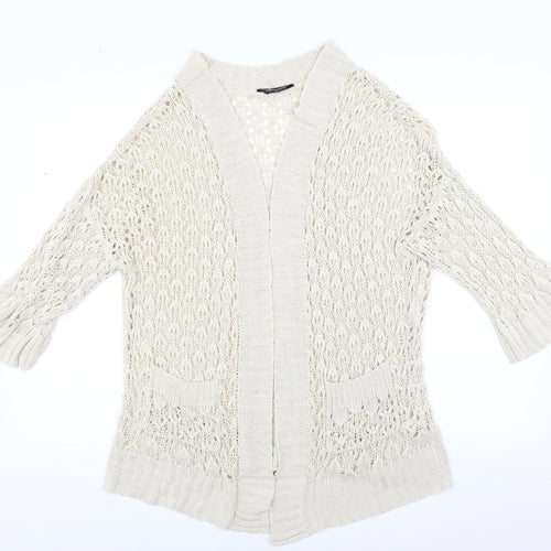 Internacionale Womens Beige   Cardigan Jumper Size 16  - Open knit