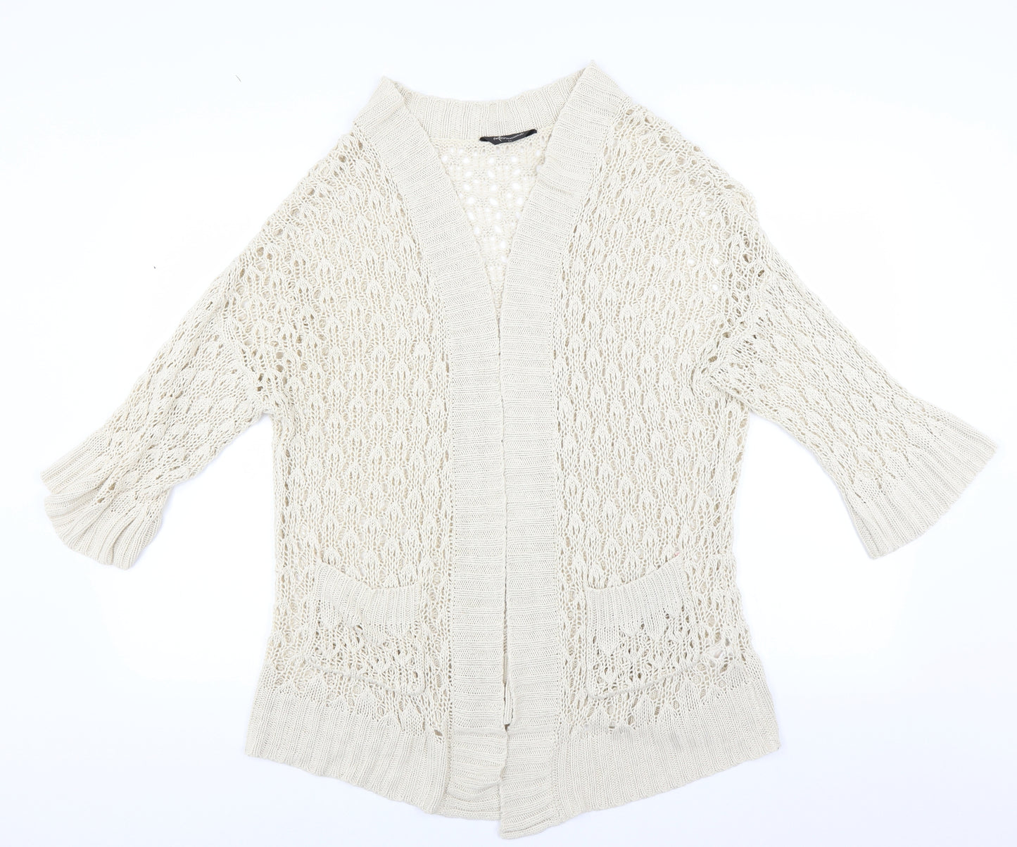Internacionale Womens Beige   Cardigan Jumper Size 16  - Open knit