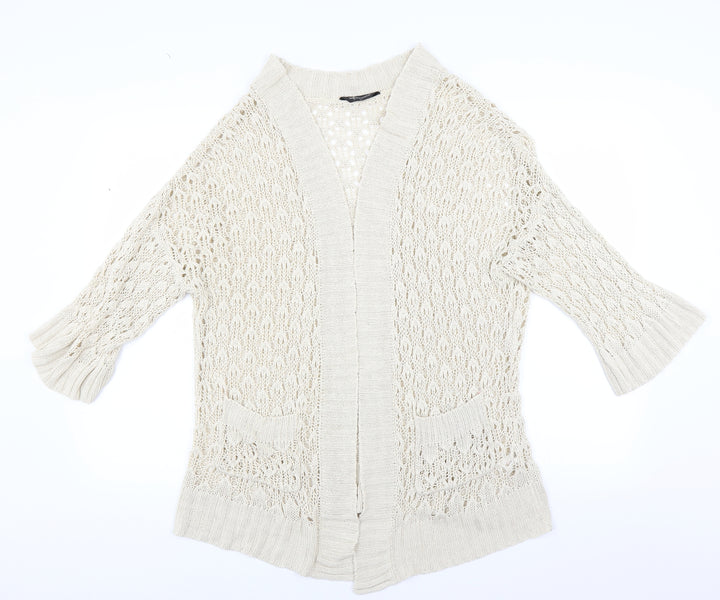 Internacionale Womens Beige   Cardigan Jumper Size 16  - Open knit