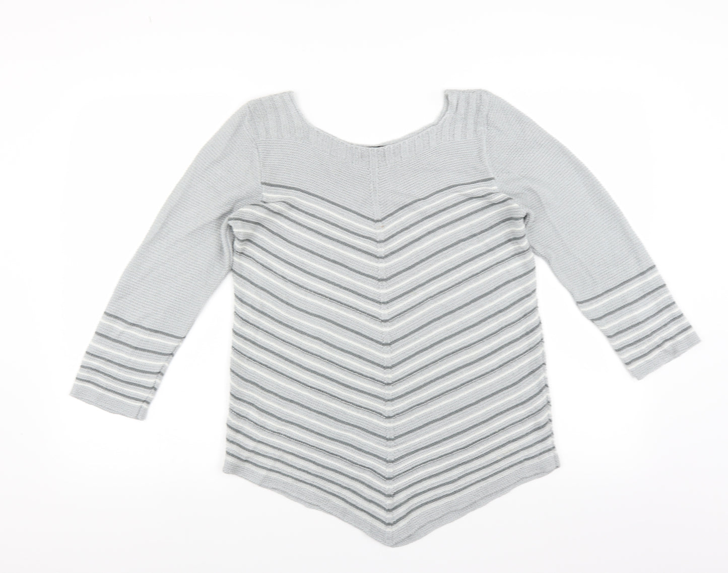 Classic Womens Grey Striped  Pullover Jumper Size M