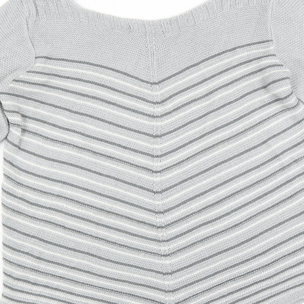 Classic Womens Grey Striped  Pullover Jumper Size M