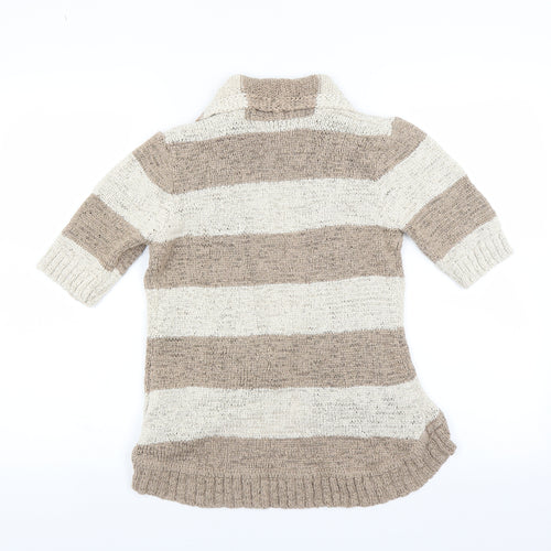 lucy & laurel Womens Beige Striped  Cardigan Jumper Size 14