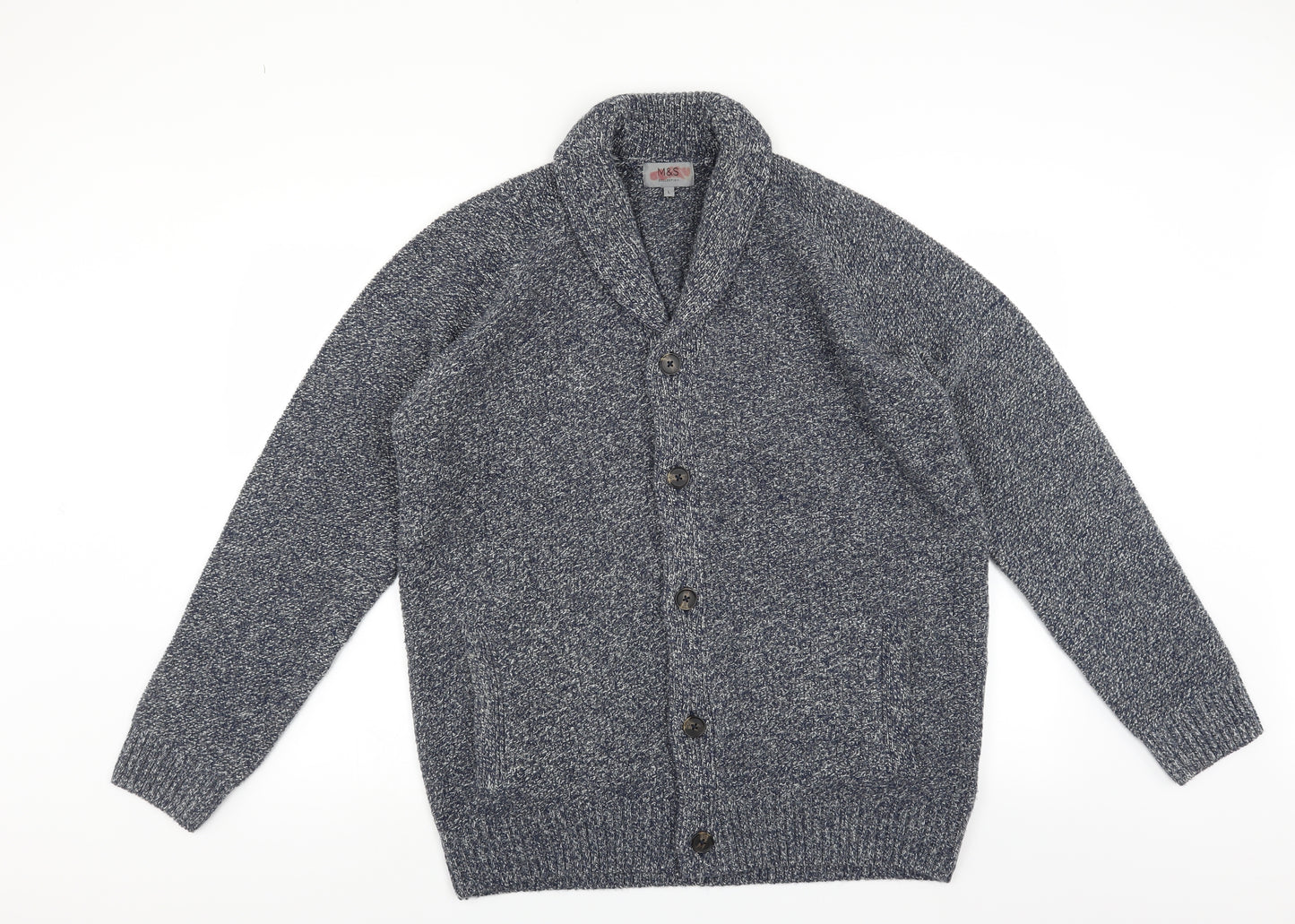 Marks and Spencer Mens Blue   Cardigan Jumper Size L
