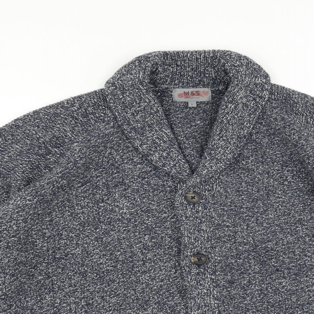 Marks and Spencer Mens Blue   Cardigan Jumper Size L