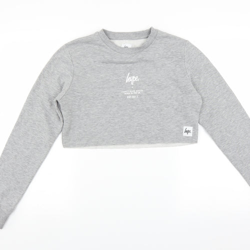 Hype Womens Grey   Pullover Sweatshirt Size 6  - Cropped
