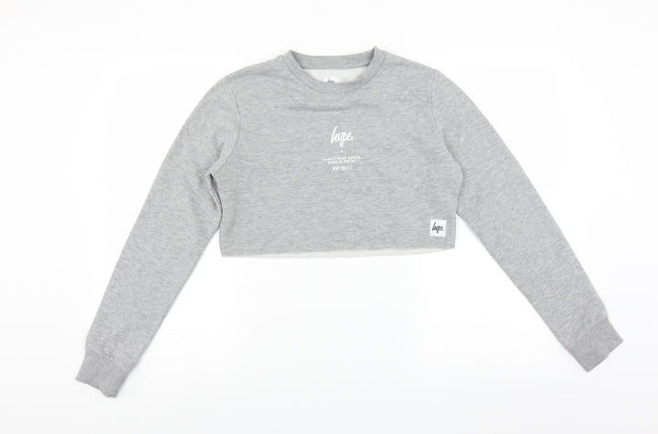 Hype Womens Grey Pullover Sweatshirt Size 6 - Cropped