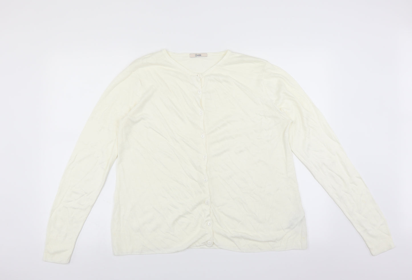 Marks and Spencer Womens White   Cardigan Jumper Size 14