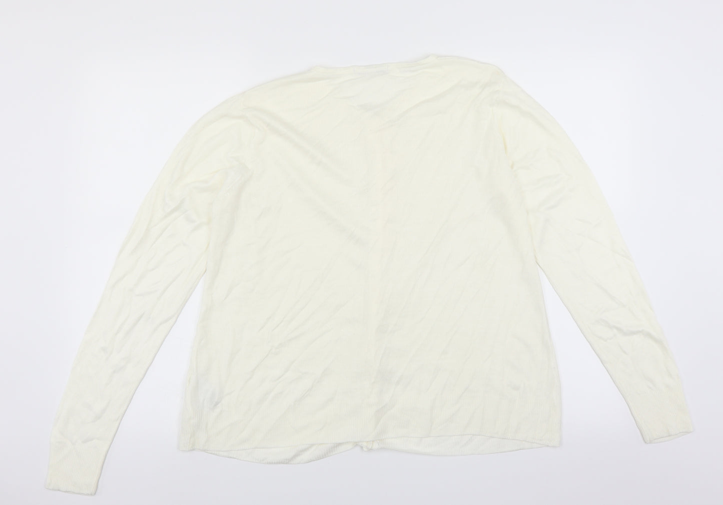Marks and Spencer Womens White   Cardigan Jumper Size 14