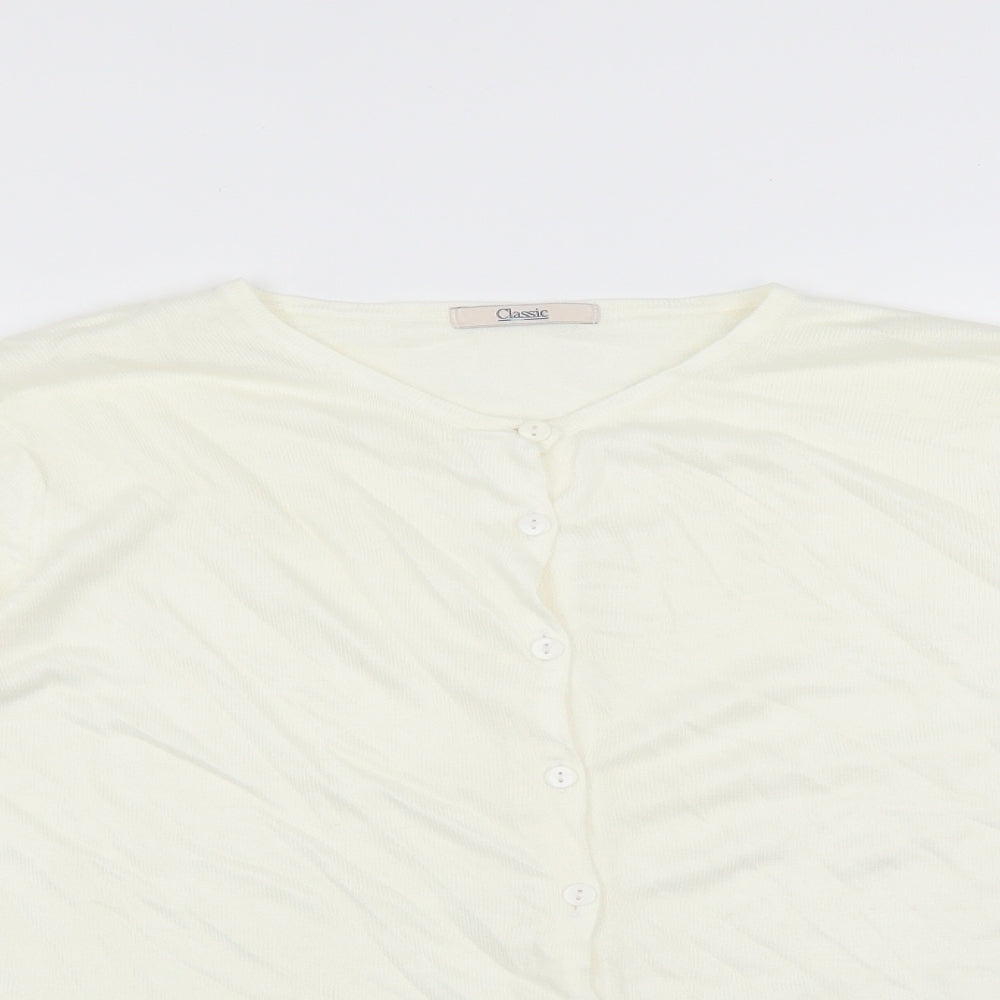 Marks and Spencer Womens White   Cardigan Jumper Size 14