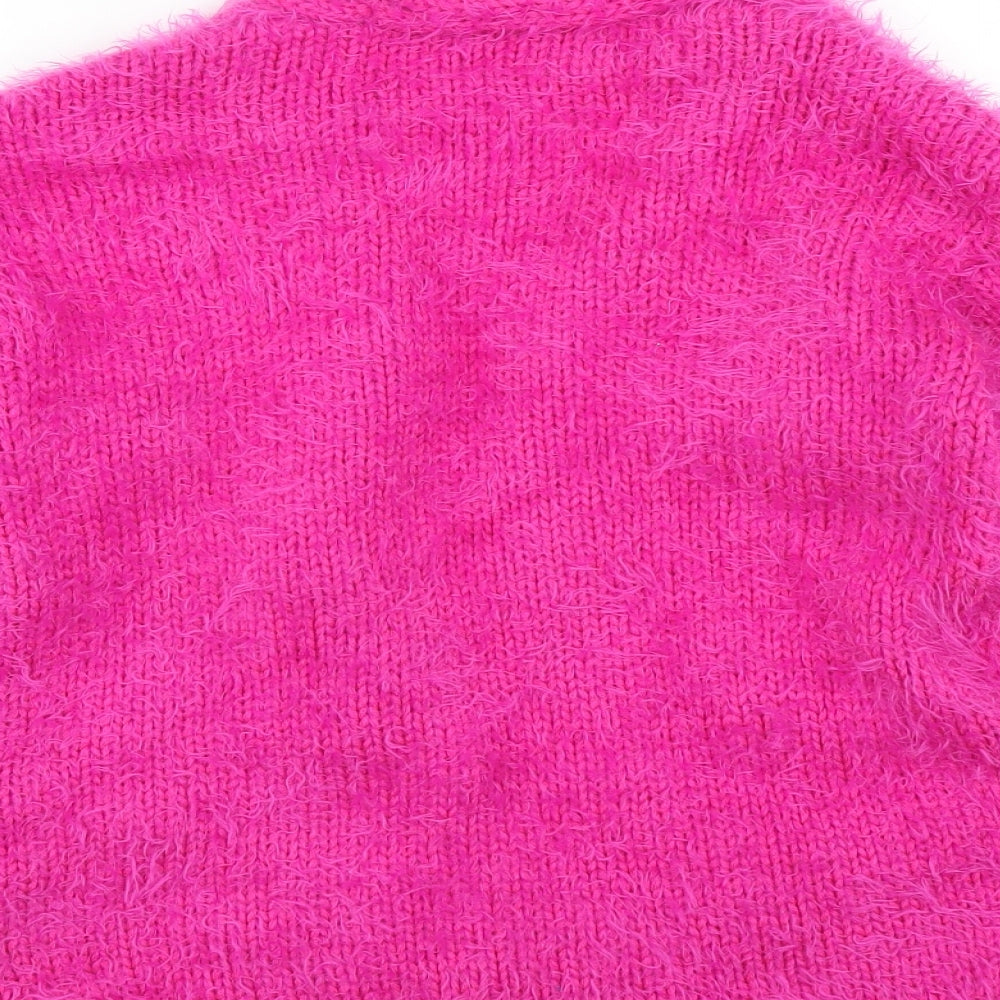 George Girls Pink   Cardigan Jumper Size 8-9 Years  - fluffy, heart pattern