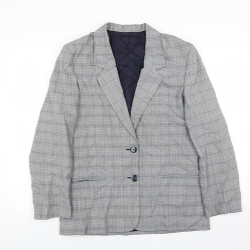 BHS Womens Blue Plaid  Jacket Suit Jacket Size 14