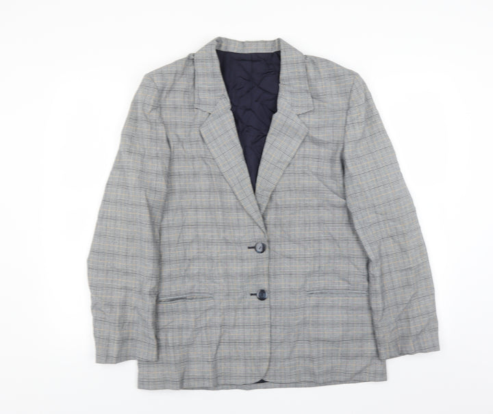 BHS Womens Blue Plaid  Jacket Suit Jacket Size 14