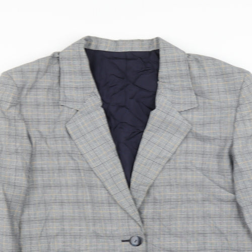 BHS Womens Blue Plaid  Jacket Suit Jacket Size 14