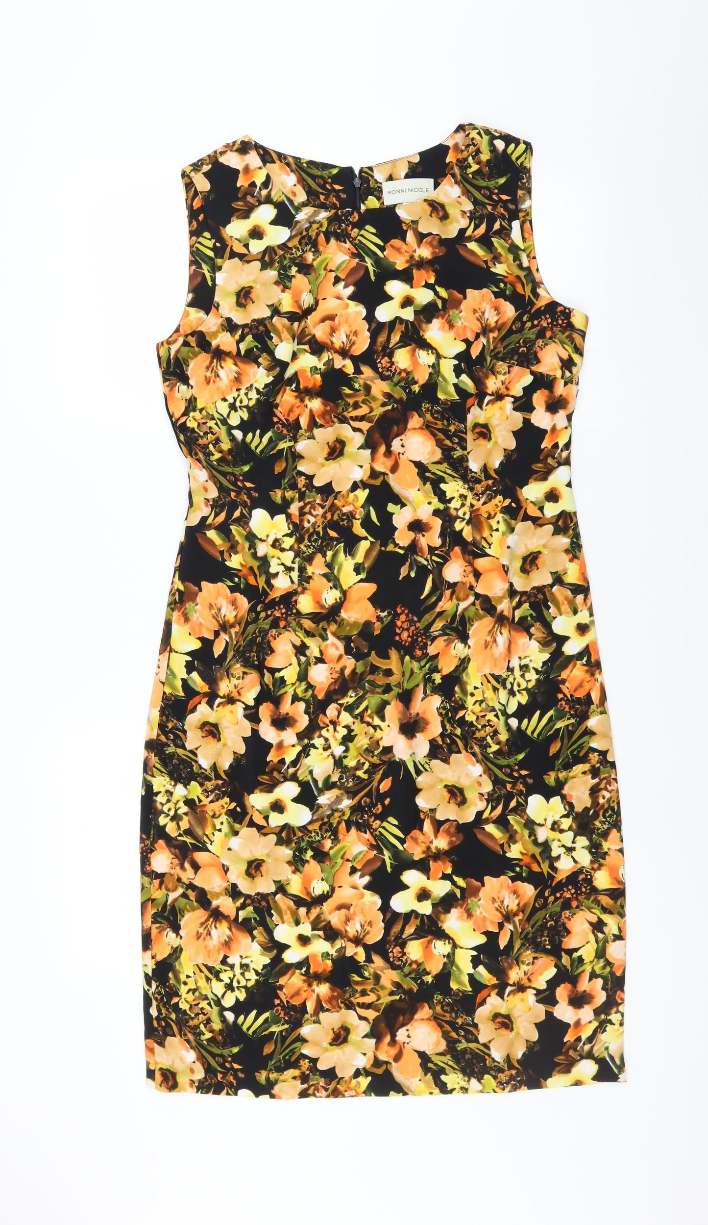 Ronni Nicole Womens Black Floral  Shift  Size 12