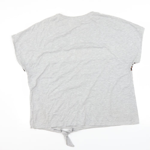 Matalan Womens Grey   Basic T-Shirt Size 16  - tie Front Detail