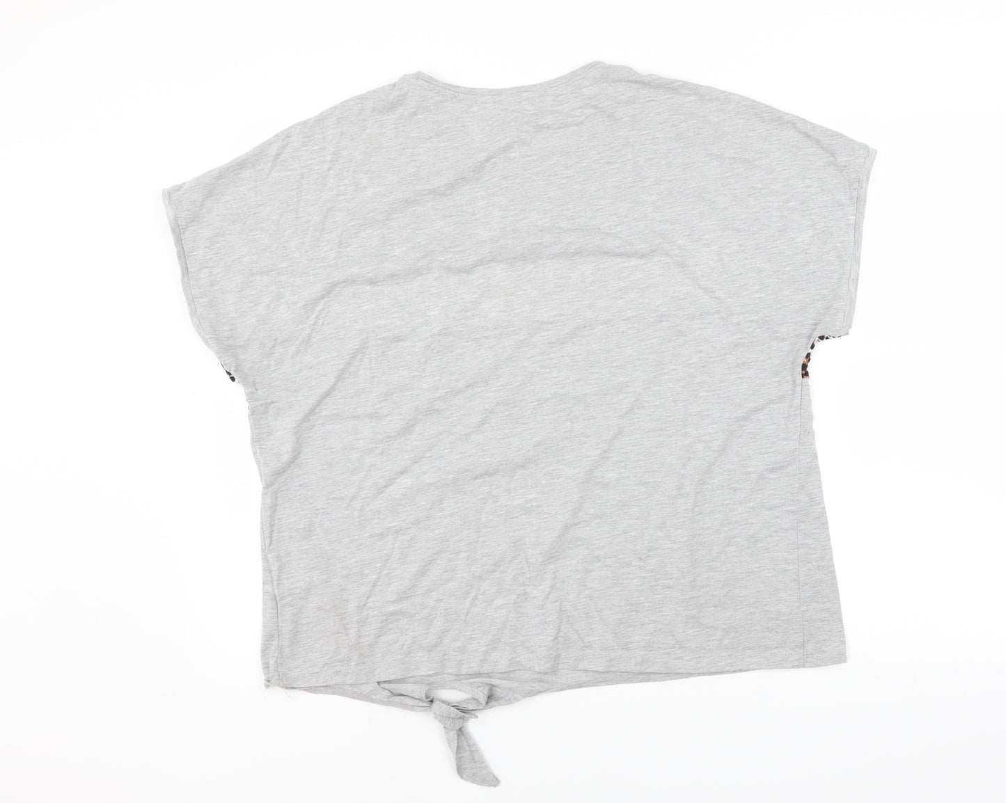 Matalan Womens Grey   Basic T-Shirt Size 16  - tie Front Detail