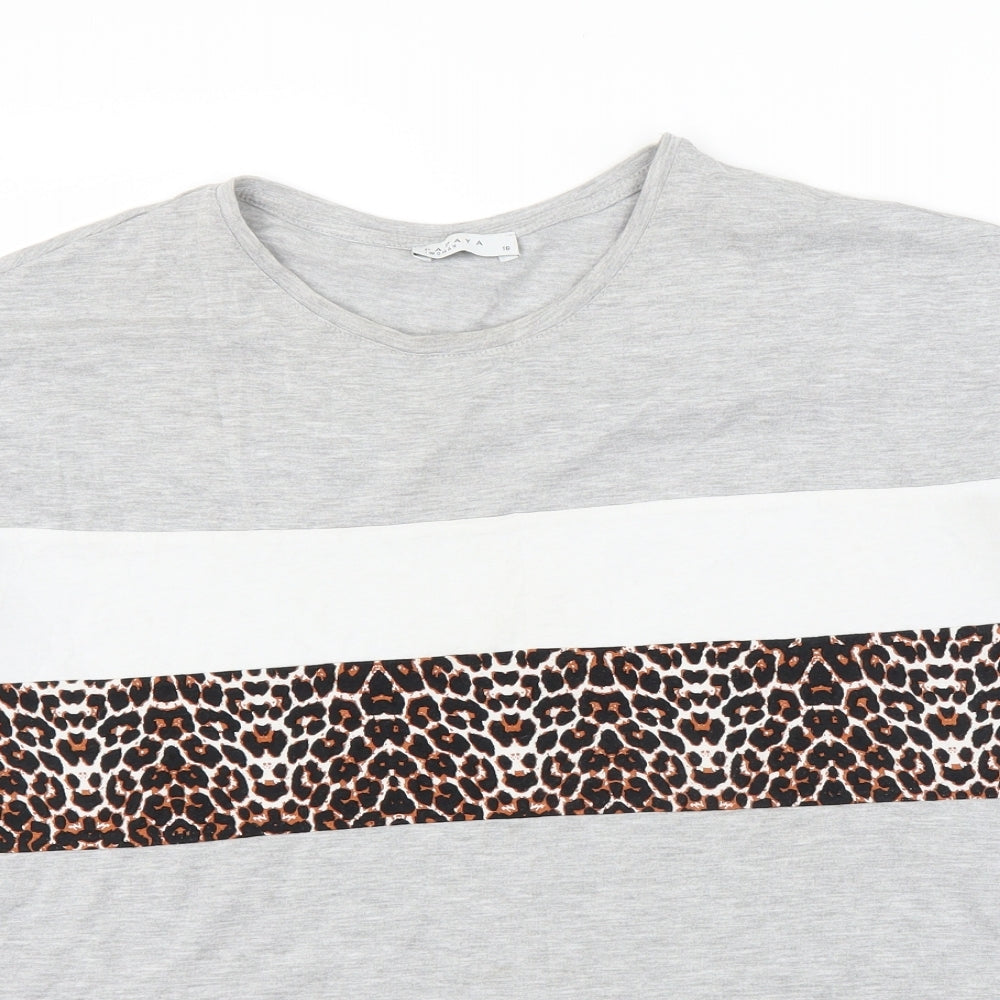 Matalan Womens Grey   Basic T-Shirt Size 16  - tie Front Detail