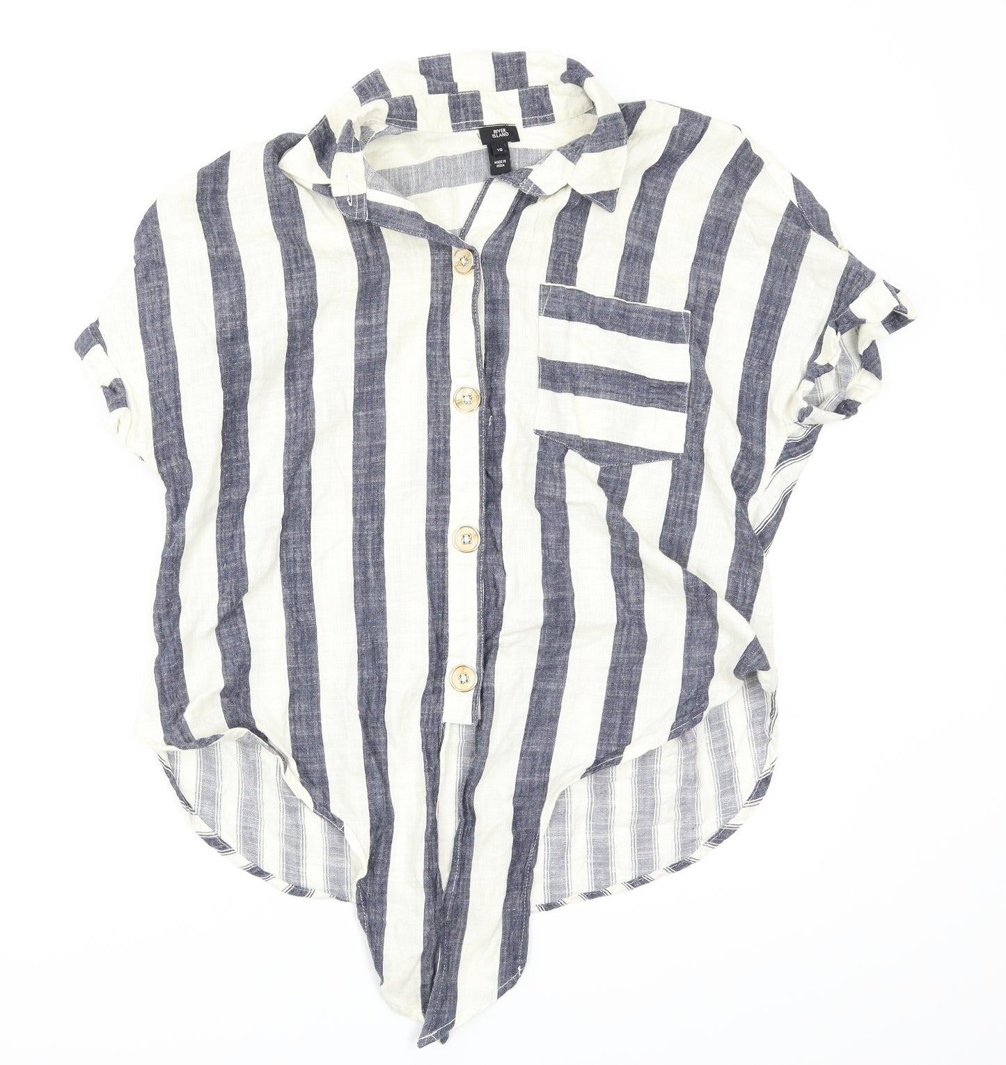River Island Womens Multicoloured Striped  Basic Button-Up Size 10