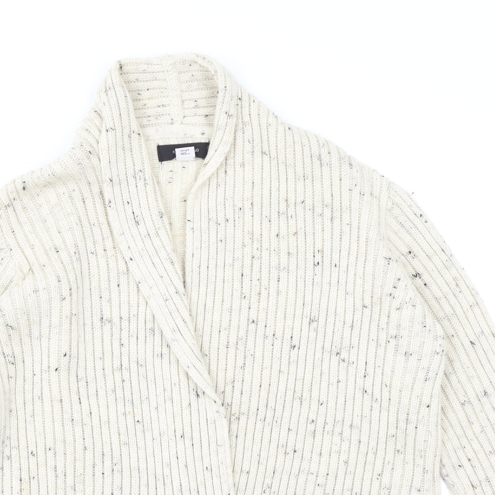River Island Girls White Herringbone  Cardigan Jumper Size 9-10 Years